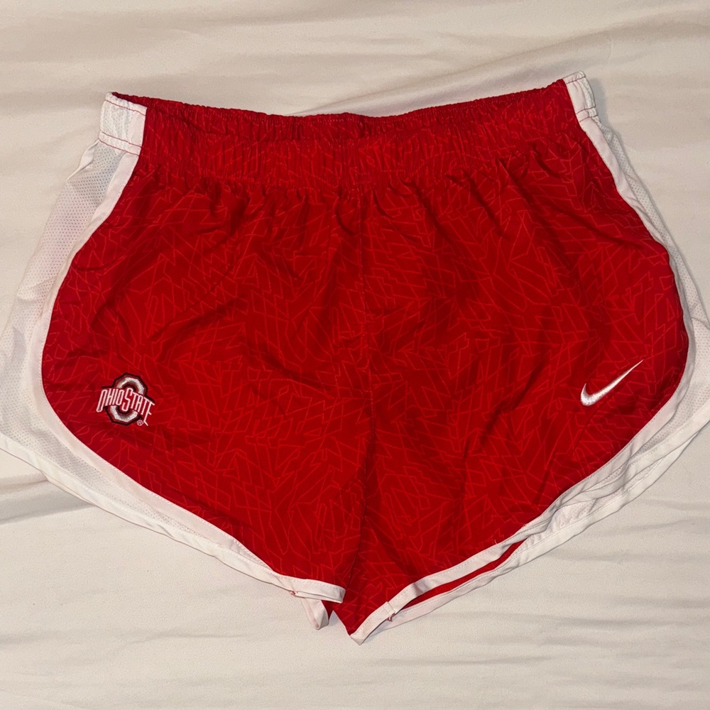 Nike Women's Ohio State Red and White Athletic Shorts Dri-Fit